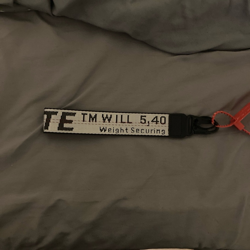 Off-White Black and White Keychain with Red Tag